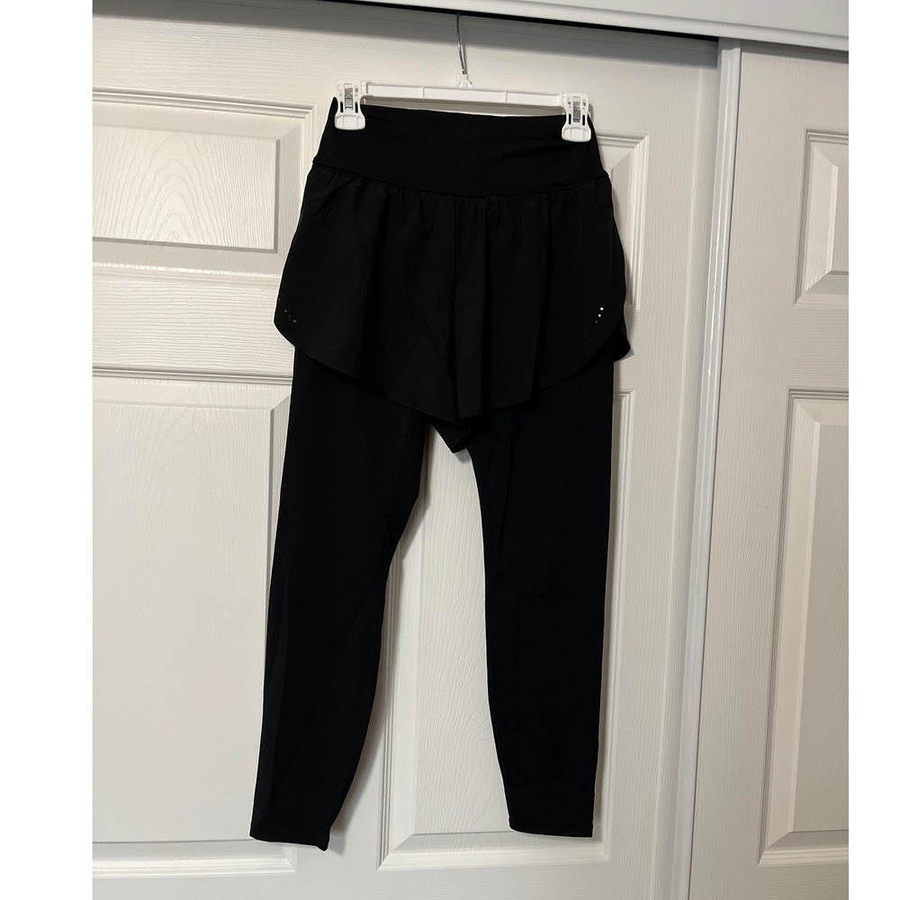 Halara High Waisted 2-in-1 Shorts/Leggings Black Laser Cut Activewear Womens S